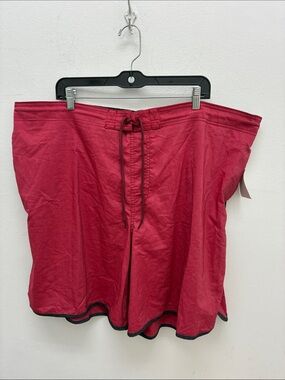 Men's Red Swim Trunks with Drawcord